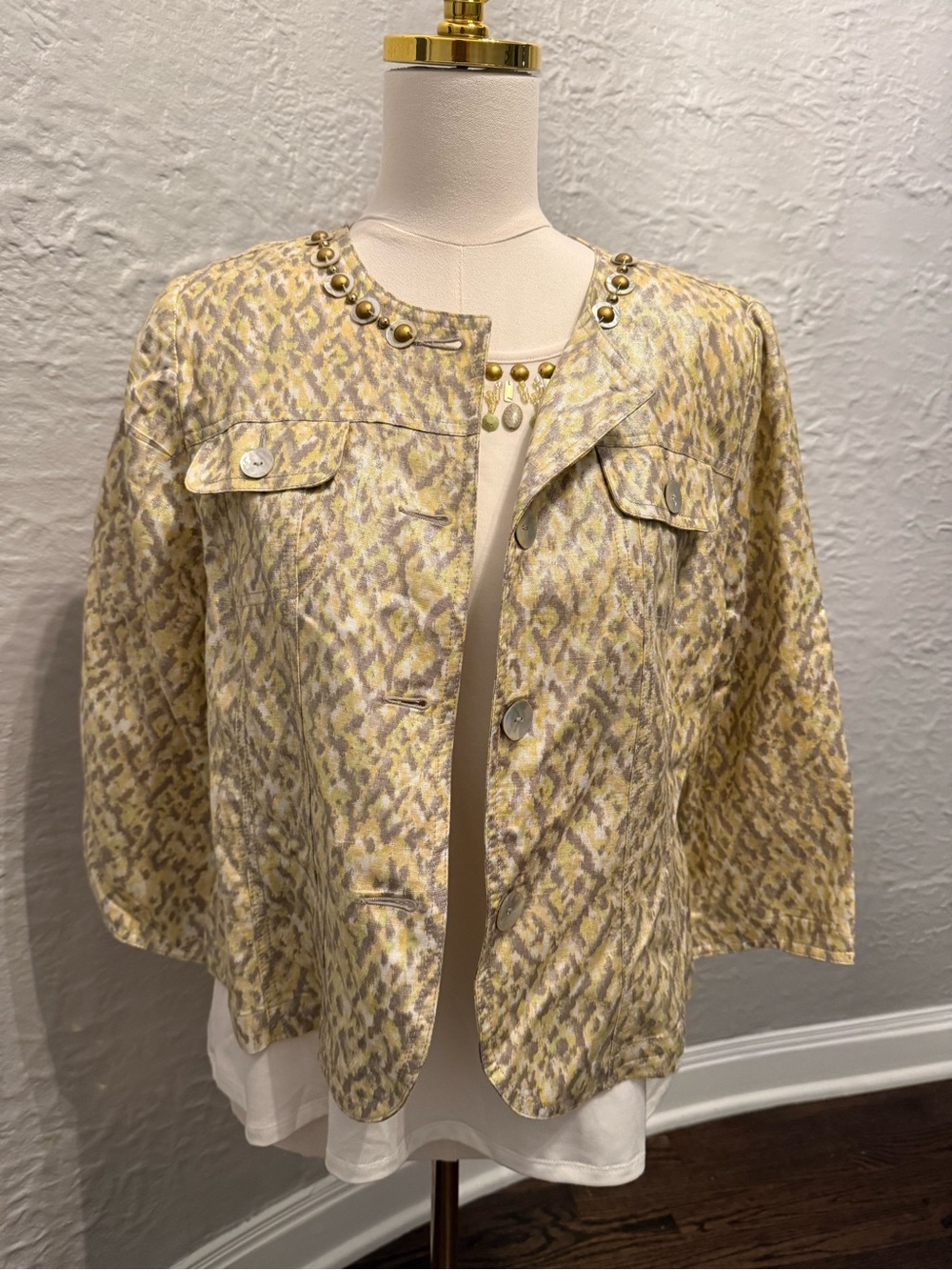 Women's Yellow Patterned Short Jacket